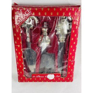 Wallace Silversmiths 3 pcs Christmas Cheese Knife Set Vintage Silver Plated